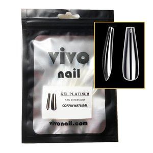 VIVO 500 pcs Coffin Medium Full Cover Clear Gel Artificial False Fake Nails Tips